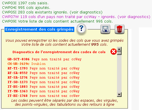 Fenêtre de diagnostics