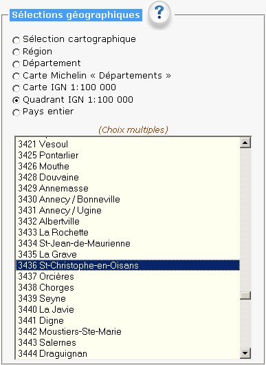 Sélection par carte